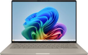 ASUS Zenbook A14 UX3407QA Laptop, 14" WUXGA OLED 60Hz Display, Snapdragon X Plus X1P 42 100, 16GB RAM, 512GB SSD, Qualcomm Adreno GPU, English KB, Win11, Zabriskie Beige