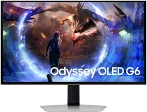 SAMSUNG Odyssey OLED G6 G60SD Gaming Monitor, 27" QHD OLED Display, 360Hz Refresh Rate, 0.03ms (GtG) Response Time, AMD FreeSync Premium Pro Technology, Silver
