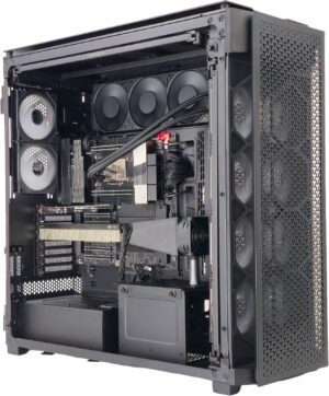 AI Power Workstation - AMD Ryzen Threadripper PRO 9975WX 32C/64T, NVIDIA H200 NVL 141GB + NVIDIA Quadro T1000 8GB, 256GB DDR5, 4TB Gen5 SSD, 2200W PSU, 360mm Liquid Cooler, Win11 Pro