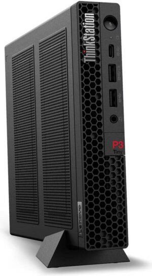 Lenovo ThinkStation P3 Tiny Desktop Computer, Intel Core i9-14900T, 32GB RAM, 1TB SSD, NVIDIA T1000 8GB Graphics, English-Arabic Keyboard & Mouse, Windows 11 Pro, Black