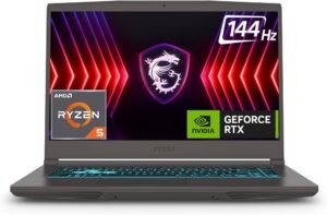 MSI Thin A15 B7VE-466US Gaming Laptop, 15.6" FHD IPS 144Hz Display, AMD Ryzen 5 7535HS, 8GB RAM, 512GB SSD, GeForce RTX 4050 6GB Laptop GPU, English K/B, No OS, Black