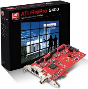 AMD FirePro S400 Synchronization Module, Sync up to 4 GPUs, Single Form Factor, BNC Genlock Input to Use House Clock, Dual RJ-45 to Daisy-Chain Cards, SATA Power, Windows, OS X, and Linux