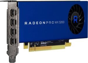 AMD Radeon Pro WX 3200 Graphics Card, 4GB GDDR5 128-bit Memory, 96 GB/s Memory Bandwidth, 640 Stream Processors, PCIe 3.0 x16, 1.66 TFLOPS Single Precision, 4 x Mini DisplayPort 1.4