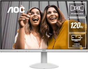AOC 24B30H2 Monitor, 24" IPS Display, FHD Resolution, 120Hz Refresh Rate, 1ms (MPRT) Response Time, 16.7m Color Display, Adaptive Sync Technology, White