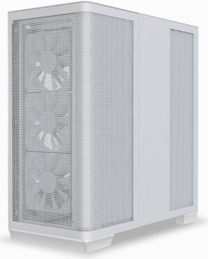 APNX C1-R C1-R-WT-v3 ATX Mid Tower Computer Case, 4x Pre-Installed 120mm PWM Fans, Up To 360mm Radiators, 11 Fan Slots, SGCC Body, SECC Front Panel, 0.8mm Steel Thickness, White