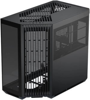 APNX V1 V1-BK-v1 ATX Mid Tower Glass Edition Computer Case, Up To 360mm Radiators, x10 Fan Slot, SGCC Body Material, ABS Front Panel, 0.8mm Steel Thickness, Black