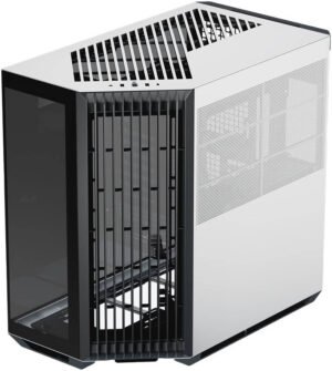 APNX V1 V1-BW-v1 ATX Mid Tower Glass Edition Computer Case, Up To 360mm Radiators, x10 Fan Slot, SGCC Body Material, ABS Front Panel, 0.8mm Steel Thickness, Black & White