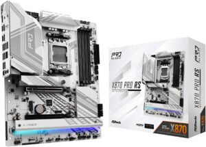 ASRock X870 Pro RS AM5 ATX Motherboard, AMD X870 Chipset, 4x DDR5 DIMM Slots, Up to 256GB Max Memory, PCIe 5.0 x16 & PCIe 4.0 x16 Slot, 3x M.2 Slots