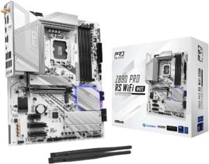 ASRock Z890 Pro RS WiFi LGA 1851 ATX Motherboard, Intel Z890 Chipset, 4x DDR5 DIMM Slots, Up to 256GB Max Memory, 1x PCIe x16 Slot, 4x M.2 Slots, WiFi & BT Connectivity, White