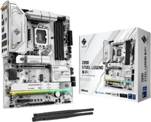ASRock Z890 Steel Legend WiFi LGA 1851 ATX Motherboard, 4x DDR5 DIMM Slots, Up to 256GB Max Memory, PCIe 5.0 x16 Slot, 4x M.2 Sockets, WiFi & BT Connectivity