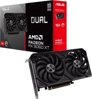 ASUS Dual Radeon RX 9060 XT Graphics Card, 16GB GDDR6 128-Bit Memory, 3230 MHz Boost Memory, 20 Gbps Memory Clock, 2048 Stream Processors, PCI Express 5.0