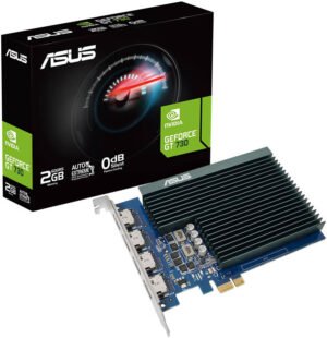 ASUS GeForce GT 730 2GB GDDR5 Graphics Card, 384 CUDA Cores, OpenGL 4.6, 5010 MHz Memory Speed, PCI Express 2.0, 4 x Native HDMI 1.4b / HDCP Support Yes (1.4