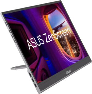 ASUS MQ16AHE ZenScreen OLED Portable Monitor, 16" FHD OLED Display, 60Hz Refresh Rate, 1ms (GTG) Response Time, Flicker-Free, GamePlus, 360° Kickstand, 1073.7M Display Colors, Silver