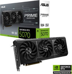 ASUS PRIME GeForce RTX 5070 Graphics Card, 12GB GDDR7 192-Bit Memory, 2512MHz Boost Clock, 6144 CUDA Cores, 28 Gbps Memory Speed, PCI Express 5.0