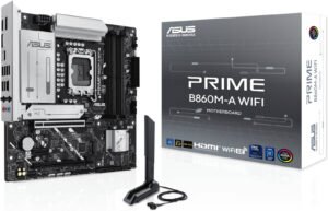 ASUS Prime B860M-A WiFi LGA 1851 Micro-ATX Motherboard, Intel B860 Chipset, 4x DIMM DDR5 Slots, Up to 256GB Max Memory, 1x PCIe 5.0 x16 SafeSlot, 2x M.2 Slots