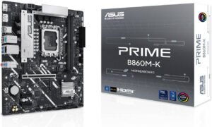 ASUS Prime B860M-K LGA 1851 Micro-ATX Motherboard LGA 1851 Micro-ATX Motherboard, Intel B860 Chipset, 2x DIMM DDR5 Slots, Up to 128GB Max Memory, 1x PCIe 4.0 x16 Slot, 2x M.2 Slots