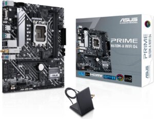 ASUS Prime H610M-A WiFi LGA 1700 Micro ATX Motherboard, 2x DDR4 DIMM Slots, Up to 64GB Max Memory, 1x PCIe 4.0 x16 SafeSlot Slot, 2x M.2 Slots, WiFi & Bluetooth Connectivity