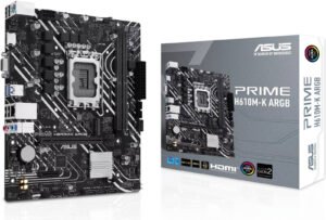 ASUS Prime H610M-K aRGB Micro-ATX LGA 1700 Motherboard, Intel H610 Chipset, 2x DIMM DDR5 Slots, 96GB Max Memory, 1x M.2 Slot, 1x PCIe 4.0 x16 Slot, Realtek 1Gb Ethernet