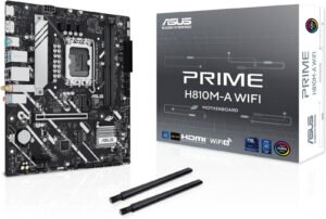 ASUS Prime H810M-A WiFi LGA 1851 Micro-ATX Motherboard, Intel H810 Chipset, 2x DIMM DDR5 Slots, Up to 128GB Max Memory, 1x PCIe 4.0 x16 Slot, 2x M.2 Slot, WiFi & BT Connectivity