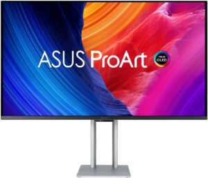 ASUS ProArt PA32UCDM Monitor, 32" QD-OLED Display, 4K UHD Resolution, 240Hz Refresh Rate, 0.1ms (GtG) Response Time, 1.07B Color Display, Silver