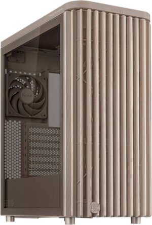 ASUS ProArt PA401 Wood Edition Computer Case, Tempered Glass Panel, 2x 160mm & 1x 120mm Pre-Installed Fans, Up to 240mm Radiator & 5x Fan Support, Removable Dust Filters, Beige