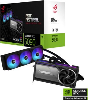 ASUS ROG Astral LC GeForce RTX 5090 OC Edition Graphics Card, 32GB GDDR7 512-Bit Memory, 2580 MHz Boost Clock, 21760 CUDA Cores, 28 Gbps Memory Speed, PCI Express 5.0