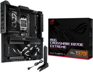 ASUS ROG Crosshair X870E Extreme AM5 E-ATX Motherboard, AMD X870E Chipset, 4x DDR5 DIMM Slots, 256GB Max Memory, x2 PCIe 5.0 x16 slots, 5 x M.2 Slots