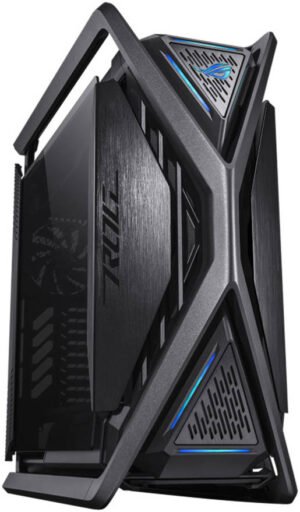 ASUS ROG Hyperion GR701 E-ATX PC Case, Tempered Glass Side Panels, Up to 420mm Dual Radiator, 4*140mm Fans, Metal GPU Holder, Compnent Storage, ARGB Fan Hub, 60W Fast Charging, Black