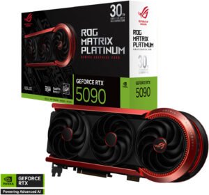 ASUS ROG Matrix Platinum GeForce RTX 5090 30th Anniversary Edition Graphics Card, 32GB GDDR7 512-Bit Memory, 2730 MHz Boost Clock, 28 Gbps Memory Speed, 21760 CUDA Cores, PCIe 5.0