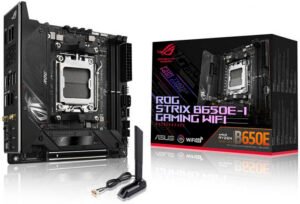 ASUS ROG STRIX B650E-I GAMING WIFI AM5 Mini-ITX Motherboard, AMD B650 Chipset, 2 CH 2x DDR5 DIMM, 64GB Max Memory, Wi-Fi 6E/2.5Gb Eth/ BT v5.2, 1x PCIe 5.0 x16, 1xHDMI, 1xUSB3.2
