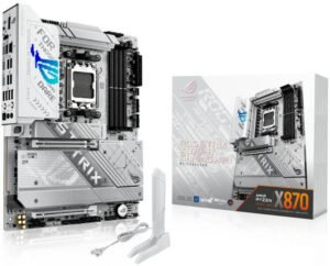 ASUS ROG STRIX X870-A GAMING WIFI ATX Motherboard, AMD X870 Chipset, 4x DIMM DDR5 Slots, 192GB Max Memory, 4x M.2 Slots, 1x PCIe 5.0, 1x PCIe 4.0, HDMI Port, DisplayPort