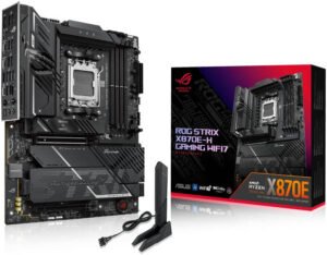 ASUS ROG STRIX X870E-H GAMING WIFI 7 ATX Motherboard, AMD X870E Chipset, 4x DDR5 DIMM Slots, 256GB Max Memory, 1x PCIe 5.0 x16 Slots, 4 x M.2 Slots