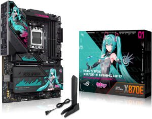 ASUS ROG STRIX X870E-H Gaming WIFI7 & BT Hatsune Miku Edition Motherboard, AMD X870E Chipset, 4x DDR5 DIMM Slots, 256GB Max Memory, 1x PCIe 5.0 x16 Slots, 4 x M.2 Slots