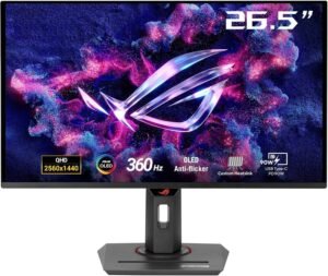 ASUS ROG Strix XG27ACDNG Gaming Monitor, 27" QD-OLED Display, QHD Resolution, 360Hz Refresh Rate, 0.03ms (GtG) Response Time, AMD FreeSync Premium Pro & G-SYNC Compatible, Black