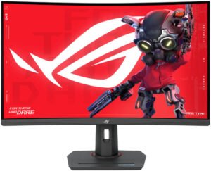 ASUS ROG Strix XG32WCS Curved Gaming Monitor, 32" QHD Fast VA Display, 180Hz Refresh Rate, 1ms (GtG) Response Time, AMD FreeSync Technology, 1073.7m Display Colors, Black