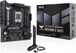 ASUS TUF GAMING B850M-E WIFI AM5 Micro-ATX Motherboard, AMD B850 Chipset, 4x DDR5 DIMM Slot, Up to 256GB Max Memory, 1x PCIe 5.0 x16, 3x M.2 Slots, Wi-Fi 6E & BT 5.3