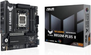 ASUS TUF GAMING B850M-PLUS II AM5 Micro-ATX Motherboard, AMD B850 Chipset, 4x DDR5 DIMM Slots, Up to 256GB Max Memory, 1x PCIe 5.0 x16 SafeSlot, 3x M.2 Slots