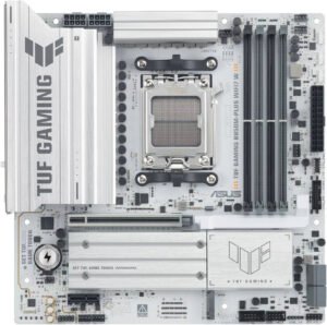 ASUS TUF GAMING B850M-PLUS WIFI7 W m-ATX AM5 Motherboard, AMD B850 Chipset, 4x DDR5 DIMM Slots, Up to 256GB Max Memory, 1x PCIe 5.0 x16 SafeSlot, 3x M.2 Slot, White