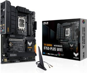 ASUS TUF Gaming B760-Plus Wi-Fi ATX LGA 1700 Motherboard, Intel B760 Chipset, 4x DIMM DDR5 Slots, 192GB Max Memory, 3x M 2 Slots, 2x PCIe 5 0 x16 Slot, Realtek 2 5Gb Ethernet