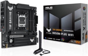 ASUS TUF Gaming B850M-Plus Wi-Fi AM5 Micro-ATX Motherboard, AMD B850 Chipset, 4x DIMM DDR5 Slots, Up to 192GB Max Memory, 1 x PCIe 5.0 x16 SafeSlot, 3 x M.2 Slots, Wi-Fi & BT