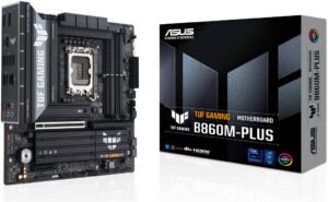 ASUS TUF Gaming B860M-Plus LGA 1851 Micro-ATX Motherboard, Intel B860 Chipset, 4x DIMM DDR5 Slots, Up to 256GB Max Memory, 1x PCIe 5.0 x16 SafeSlot, 3x M.2 Slots