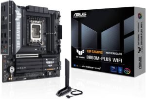 ASUS TUF Gaming B860M-Plus WiFi LGA 1851 Micro-ATX Motherboard, Intel B860 Chipset, 4x DIMM DDR5 Slots, Up to 256GB Max Memory, 1x PCIe 5.0 x16 SafeSlot, 2x M.2 Slots, WiFi & BT