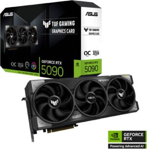 ASUS TUF Gaming GeForce RTX 5090 OC Edition Graphics Card, 32GB GDDR7 512-Bit Memory, 2550 MHz Boost Clock, 21760 CUDA Cores, PCI Express 5.0