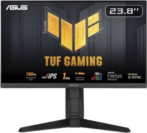 ASUS TUF Gaming VG249QL3A Monitor, 24" IPS Display, FHD Resolution, 180Hz Refresh Rate, 1ms (GtG) Response Time, AMD FreeSync Premium & NVIDIA G-Sync Technology, Black