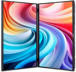 Acer PD3 Foldable Portable Dual Screen Monitor, 2x 15.6" IPS Display. FHD Resolution, 60Hz Refresh Rate, 8ms Response Time, 16.7m Color Display, Black