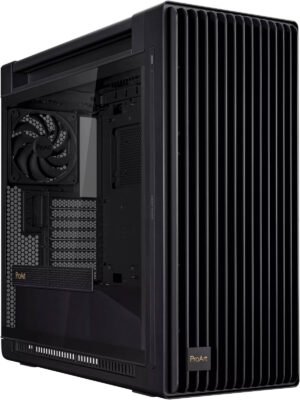 Asus ProArt PA602 Gaming E-ATX Computer Case, 2x 200mm & 1x 140mm Pre-Installed Fans, Up to 420mm Radiator & 6x Fans Support, Dual Air Deflectors, 15.5mm Open Grills, Black