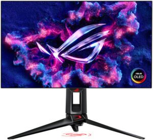 Asus ROG 26.5" Swift PG27AQDP QHD Premium OLED Gaming Monitor, 480Hz Refresh Rate, 0.03ms Response Time, FreeSync & G-Sync, 1.5M 1 Contrast Ratio, 10-Bit 1.07B Colours, AI ASSISTANT, Black
