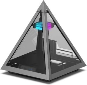 Azza Pyramid 804 ATX Tower Computer Case, 120mm Hurricane II Digital RGB Fan Included, Up to 360mm Radiator & 4x Fans Support, SPCC + Aluminum + Tempered Glass Materials, Black