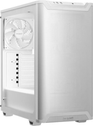 Be Quiet! Pure Base 501 ATX Full Tower Computer Case, Tempered Glass Panel, 2 Pre-installed Pure Wings 3 140mm PWM Fans, Up to 360mm Radiator & 6x Fan Support, White