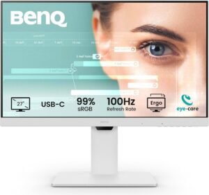BenQ GW2786TC Home Office Monitor, 27" IPS Display, FHD Resolution, 100Hz Refresh Rate, 5ms (GtG) Response Time, 16.7m Color Display, Eye-Care Technology, White